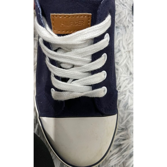 Tommy Hilfiger Canvas Sneakers Women Size 5 Low Top Navy White Cap Toe Lace Up‎ - Picture 5 of 7